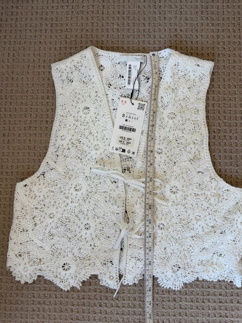 🆕 NWT Zara Crochet Vest Top | Size S - Picture 6 of 6